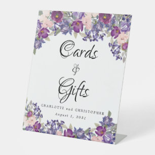 Purple Pink Floral Gifts and Cards Wedding Pedestal Sign