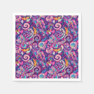 Purple & Pink Floral Paisley Girls Whimsical Boho Napkin