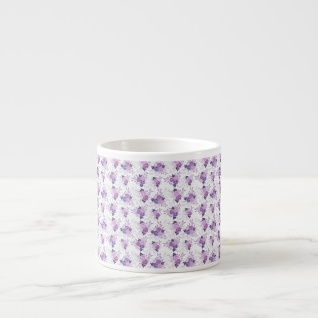 Purple Pink Floral Pretty Espresso Cup (Front)