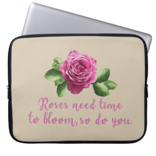 purple pink floral rose laptop sleeve