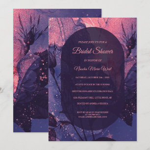 Purple & Pink Floral Stars Alt Goth Bridal Shower Invitation