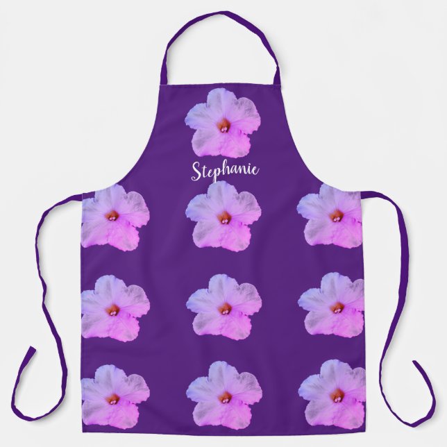 Purple Pink Floral Wedding Bridesmaid Flowergirl Apron (Front)
