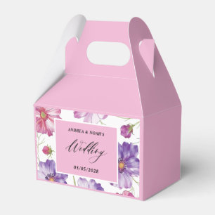 Purple Pink Floral Wedding Favour Box