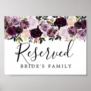 Purple Pink Floral Wedding Reserved Sign