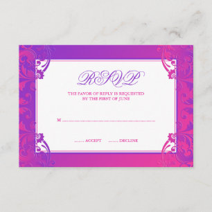 Purple Pink Flourish Bat Mitzvah RSVP Card