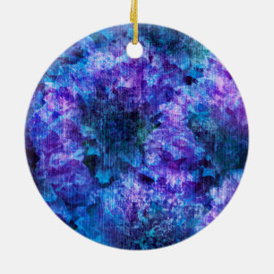 Purple pink flower pattern digital design art ceramic tree decoration