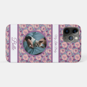 Purple Pink Flowers & banners with name/phrase  iPhone 11 Pro Case