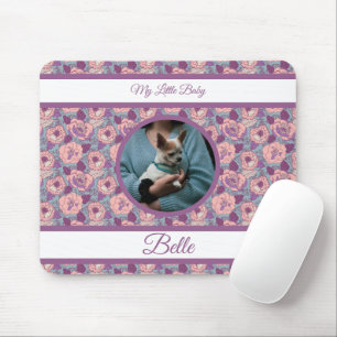 Purple Pink Flowers & banners with name/phrase Mouse Pad