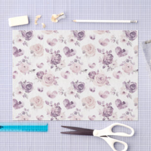 Purple Pink Flowers & Hearts Birthday Tissue Paper