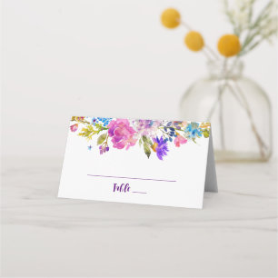 Purple & Pink Flowers Wedding Place Card