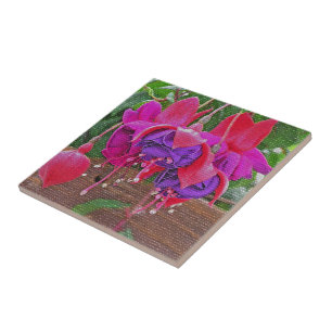 PURPLE & PINK FUCHSIA CERAMIC TILE/TRIVET TILE