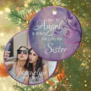 Purple & Pink Galaxy Personalised Memorial Ceramic Ceramic Ornament