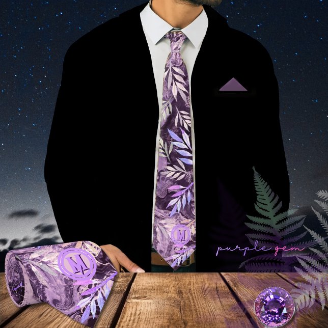 Purple Pink Gemstone Light Reflection Tie (Purple Pink Gemstone Light Reflection Neck Tie)