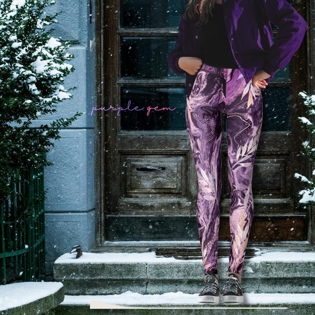Purple Pink Gemstone Liquid Art Leggings (Purple Pink Gemstone Liquid Art Leggings)