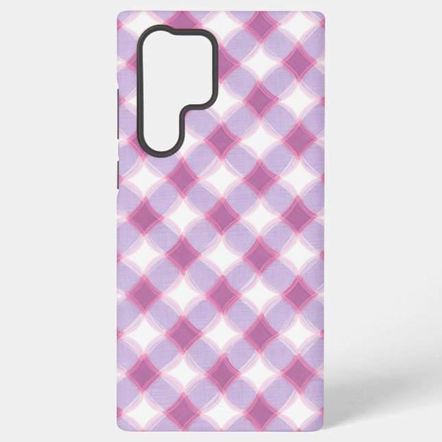Purple Pink Geometric Check Pattern Phone Case (Back)