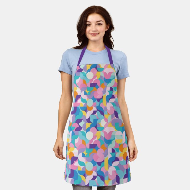 Purple & Pink Geometric Pattern Apron (Worn)