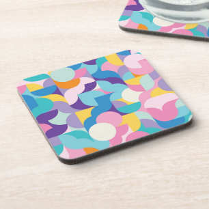 Purple & Pink Geometric Pattern Coaster