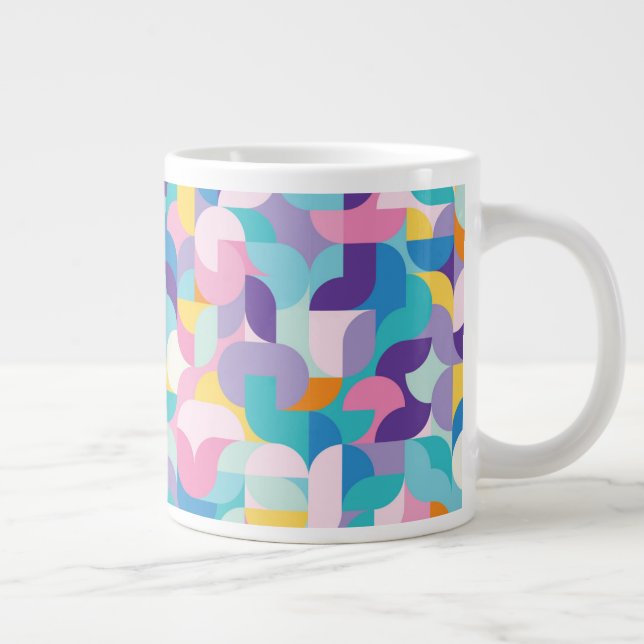 Purple & Pink Geometric Pattern Large Coffee Mug (Right)