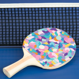 Purple & Pink Geometric Pattern Ping Pong Paddle