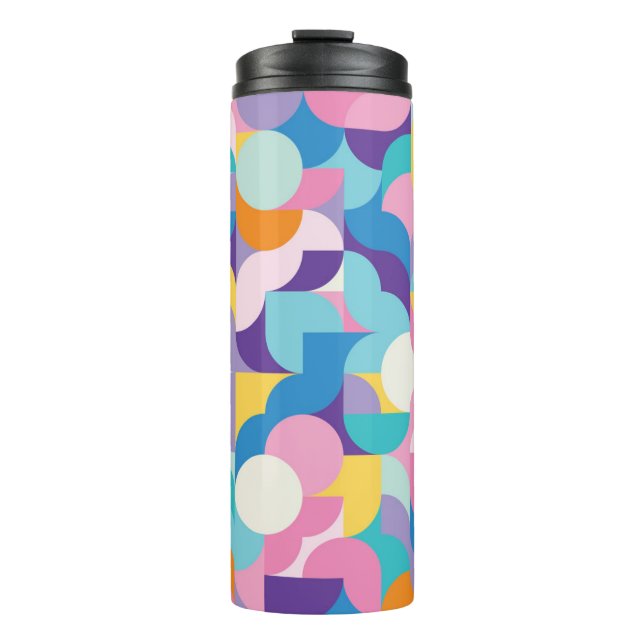 Purple & Pink Geometric Pattern Thermal Tumbler (Front)