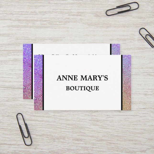 Purple Pink Glitter Hair Salon Spa Boutique Cool Business Card (Front/Back In Situ)