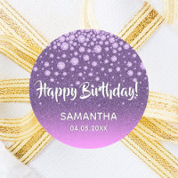 Purple pink glitter Happy Birthday