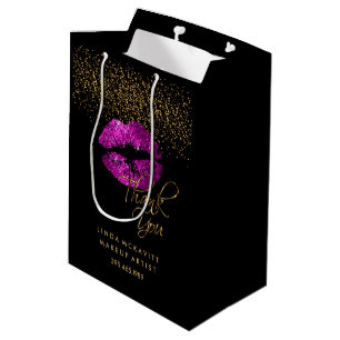 Purple Pink Glitter Lipstick - Thank You Medium Gift Bag