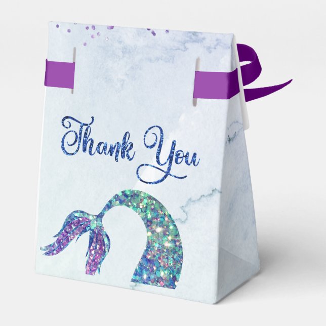 Purple Pink Glitter Mermaid Tail Birthday Favour Box (Back Side)