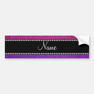 Purple pink glitter personalised name bumper sticker