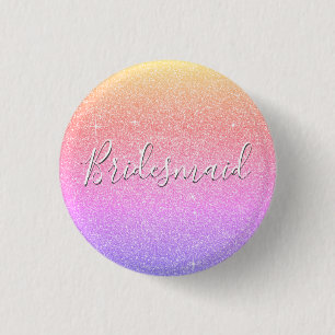 Purple Pink Glitter & Sparkle Bridesmaid 3 Cm Round Badge