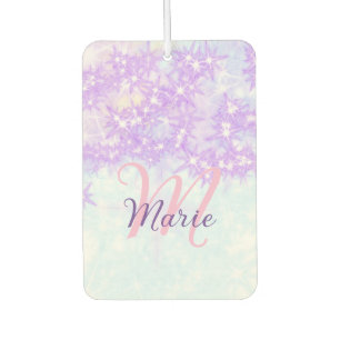Purple pink glitter star monogram add letter text car air freshener