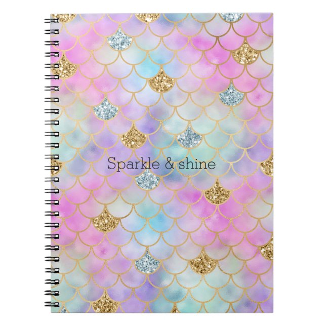 Purple Pink Gold Aqua Glitter Mermaid Sparkle      Notebook (Front)