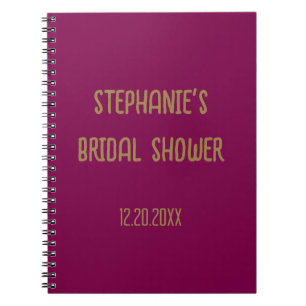 Purple Pink Gold Bridal Shower Name Wedding Guest Notebook
