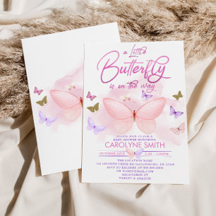 Purple Pink & Gold Butterfly Baby Shower Invitation
