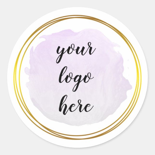 Purple Pink Gold Circle Rings Glitter Custom Logo  Classic Round Sticker (Front)