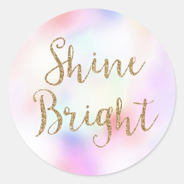 Purple Pink Gold Glitter Shine Classic Round Sticker (Front)