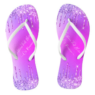 Purple Pink Gold Glitter Sparkle Drips Custom Text Thongs