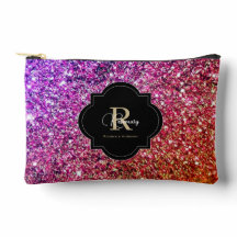 Purple Pink Gold Glittery Sparkle Name Monogram
