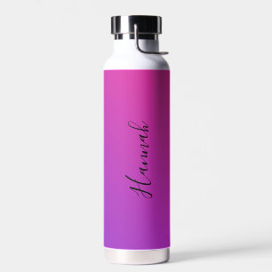 Purple Pink Gradient Personalised Name Water Bottle