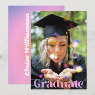Purple Pink Gradient Retro Bold Photo Graduate Announcement