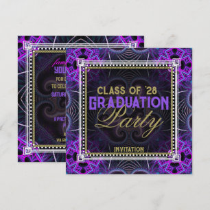 Purple Pink Graduation Dance Party Invitations