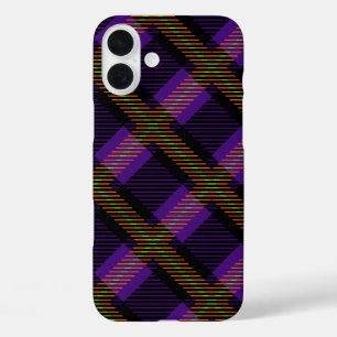 PURPLE PINK GREEN HALLOWEEN PLAID PATTERN iPhone 16 PLUS CASE