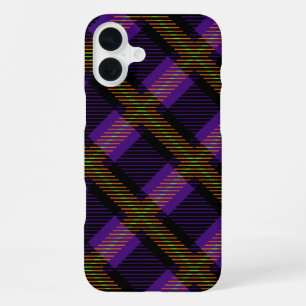PURPLE PINK GREEN HALLOWEEN PLAID PATTERN iPhone 16 PLUS CASE