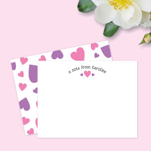 Purple & Pink Hearts Cute Girly Note Card