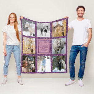 Purple Pink Hearts Equine Photo Girl Horse Lover Fleece Blanket