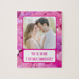 Purple Pink Hearts I Text Back Immediately Jigsaw Puzzle