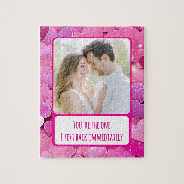 Purple Pink Hearts I Text Back Immediately  Jigsaw Puzzle (Vertical)