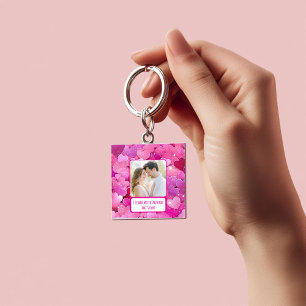 Purple Pink Hearts Share My Fries Key Ring