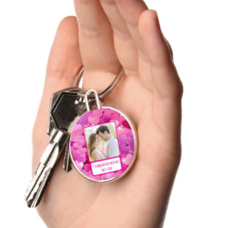 Purple Pink Hearts Share My Fries Key Ring
