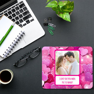 Purple Pink Hearts When You're Hangry Mouse Pad